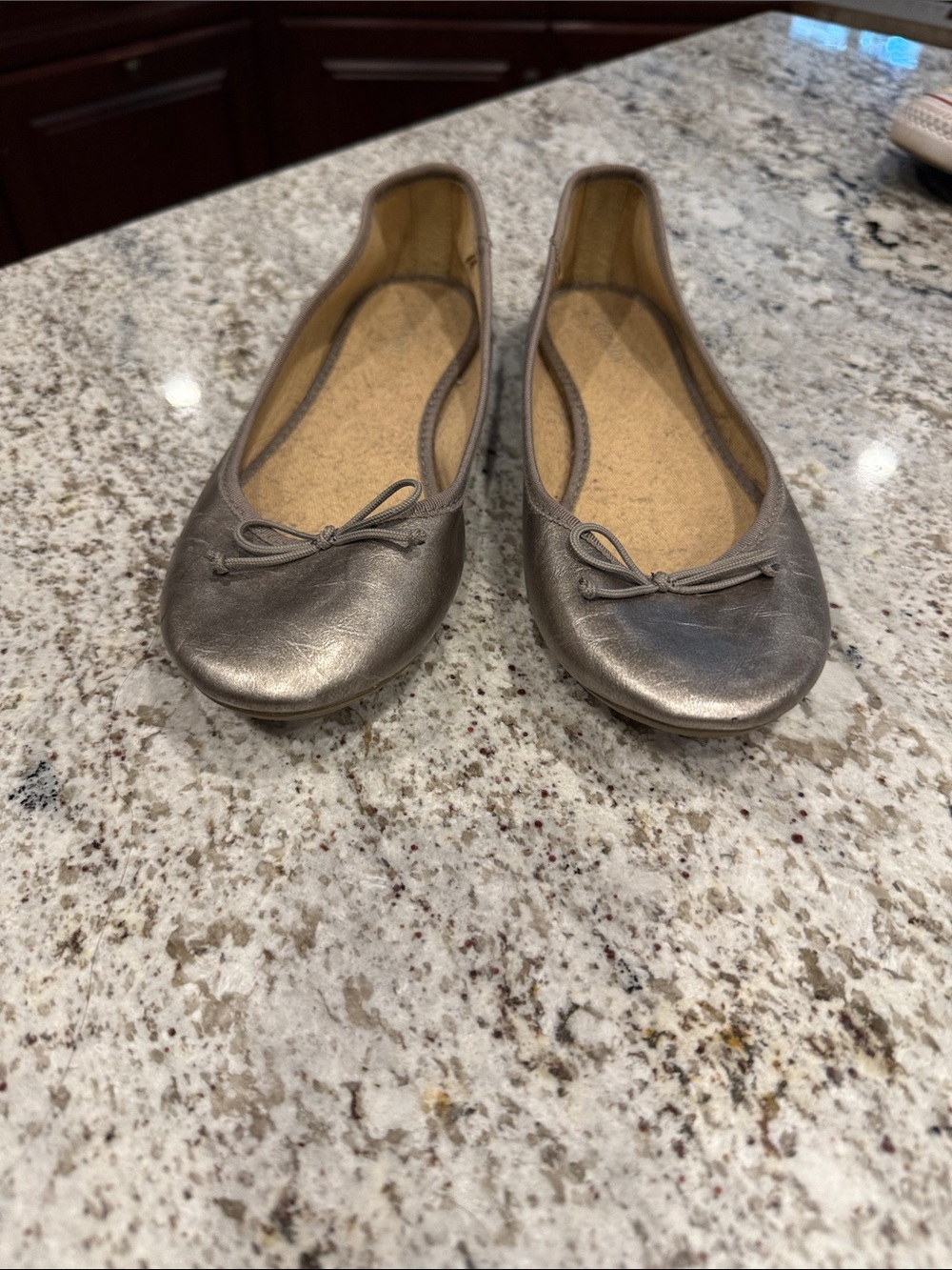 Old Navy Metallic Taupe Bow Ballet Flats